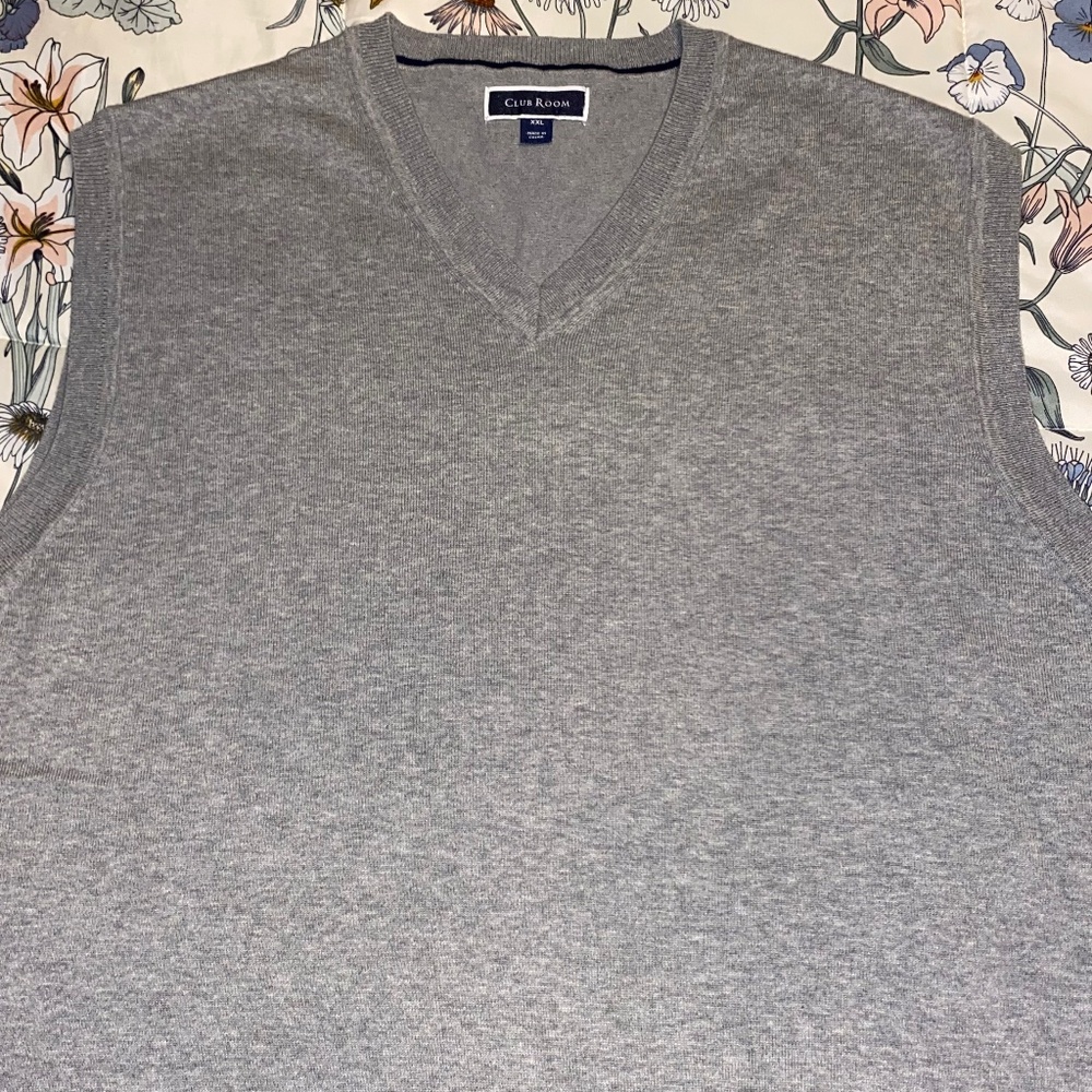 NWT Soft Grey Cotton Vest Sweater Club Room Sz XXL